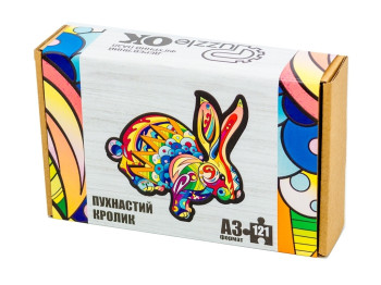 Фигурный деревянный пазл Пушистый кролик A3, в картонной упаковке, PuzzleOk