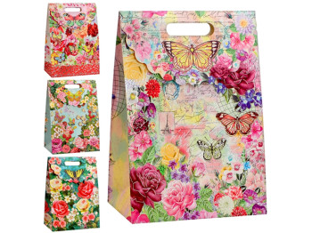 Пакет-сумка подарочная бумажная XS Shining flowers 12,5х16,5х6 см, YM01038-XS
