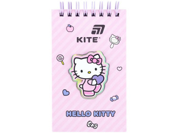 Блокнот на подвійній кольоровій спіралі Hello Kitty, 80×135 мм, 80 аркушів, лінія, Kite