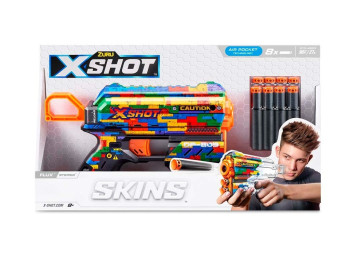 Быстрострельный бластер игрушечный X-SHOT Skins Flux Striper 8 патронов. Zuru 36516K