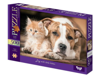 Пазлы Dog with little kitten. 500 элементов. Danko Toys C500-15-11