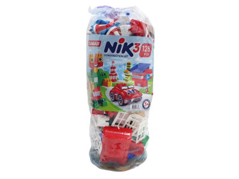 Конструктор детский NIK-3, 128 деталей, пластиковые блоки для сборки, Юника