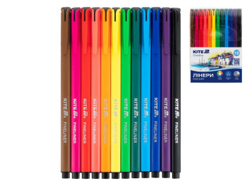 Лінери тонкі Kite Creative K-1164, 12 кольорів, лінія 0,4 мм, Kite
