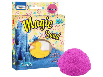 Кинетический песок с формочкой Magic Sand розовый, 150 г, для лепки, Strateg