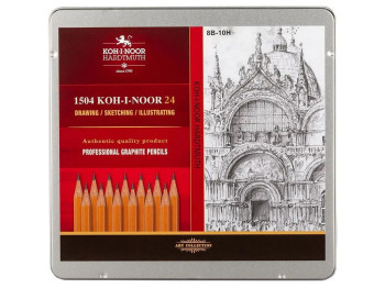 Карандаши чернографитные 8В-10Н 24 шт. Koh-i-Noor 1504
