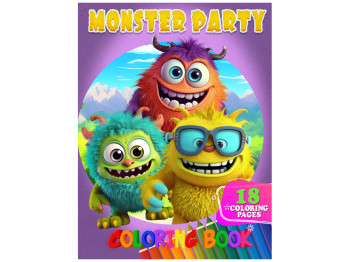 Розмальовка, 18 кольорових малюнків Monster Party, Jumbi