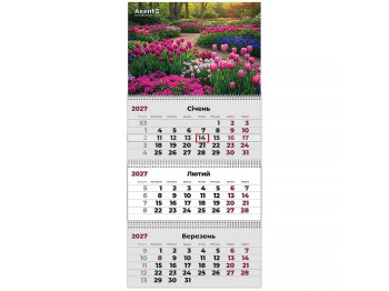 Календарь настенный квартальный 2027 год, 3 пружины, Gardens 2, Axent 8803-27-17-A