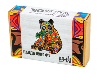 Фигурный деревянный пазл Панда Кунг Фу A4, в картонной упаковке, PuzzleOk