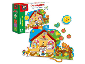 Гра-шнурівка з липучками Будиночок друзів, Vladi Toys