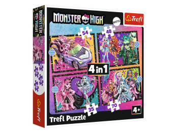 Пазл 4 в 1 Trefl Monster High Напружений день