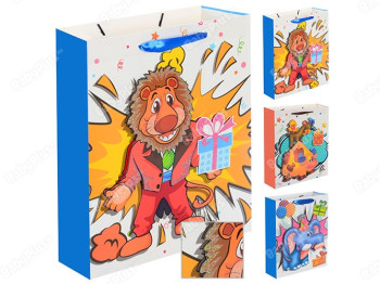 Пакет подарочный бумажный "Детские анимашки 3D" 26х10х32см BK9323-1M