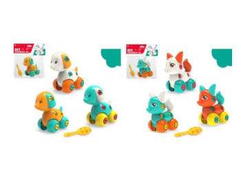 Конструктор на шурупах Тварина на колесах 12 см 77106-07, з викруткою, BabyToys