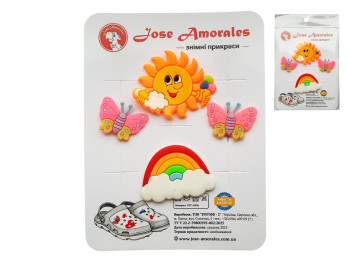 Джибитсы декоративные для обуви Набор солнца с радугой, Crocs, Jose Amorales