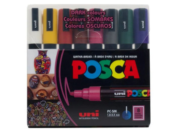 Набір маркерів uni POSCA Dark Color, 1,8-2,5мм, 8 шт, UNI PC-5M DARK COLOR 8C