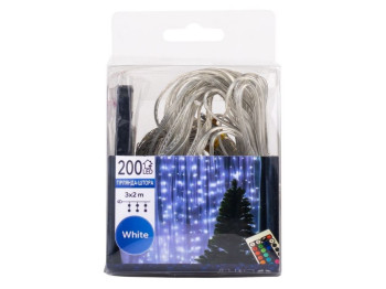Гірлянда-штора 200LED біла від USB 3х2м, 9133-020