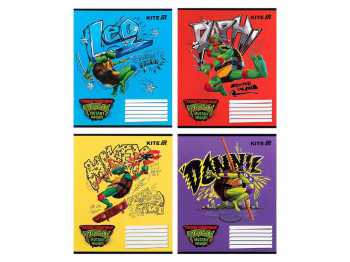 Тетрадь в косую линию на 12 листов, TMNT Mutant Mayhem, Kite