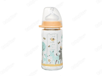 Скляна пляшка Дівчинка з шир.горловиною+соска з широкою шийкою 240 мл.Сис-ма Actiflex. Nip 35064