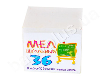 Мел. набір 30 білих і 6 кольорових. Люкс Колор КРУ-30-6