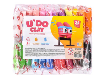 Воздушная масса для творчества U'DO Clay, 24 брикета, 1х10гр., Strateg