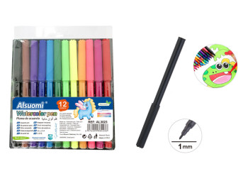 Фломастери акварельні 12 кольорів Watercolor Pen 13,5 см