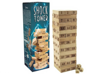 Настольная игра балансировки Shock Tower, 28 см, с кубиками, Strateg