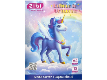 Картон белый целлюлозный Unicorn, А4, 10 листов, плотность 230 г/м²