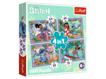 Пазл 4 в 1 Trefl Disney Stitch Crazy Day
