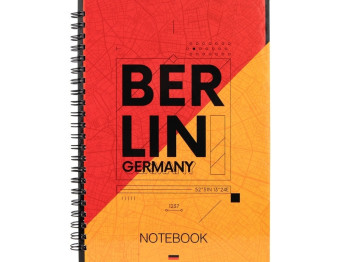 Блокнот на спирали твердый переплет Berlin А5. 96 листов. Axent 8032-05-A