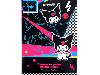 Папір кольоровий неоновий двосторонній Kite Kuromi, A4, 10 аркушів, 80 г/м², Kite