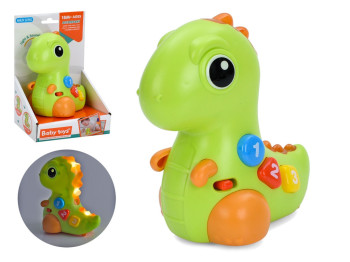 Музыкальная игрушка Динозавр 6802, 15см, музыка-свет, на колесах