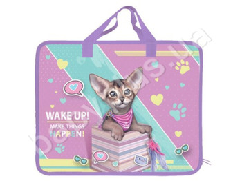 Папка пластиковая А4 с текстильными ручками,Kitty Cat, KIDIS 14007