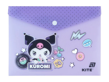 Папка на кнопке Kite Kuromi HK25-245-1, формат A5, полипропилен, Kite