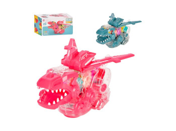 Игрушка динозавр механический с шестернями Dinosaur HJ688, 23 см, ездит и светится, звук