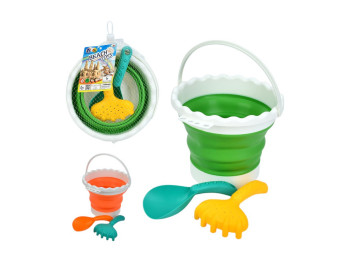 Набор для песочницы с ведром-трансформером JX6892, 16 см, складывается, BabyToys