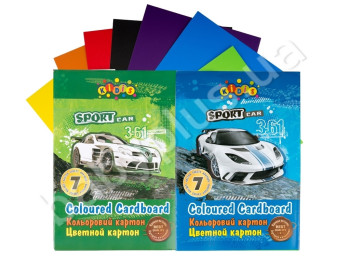 Картон цветной А4, 7 цветов, SPORT CAR, KIDIS 7599