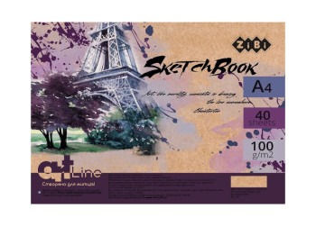 Скетчбук на пружині A4 ART Line France, 40 аркушів, кремовий блок, ZiBi