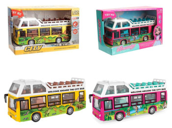 Игрушечный двухэтажный автобус City Bus со светом и звуком, 19,5 см, 2 вида