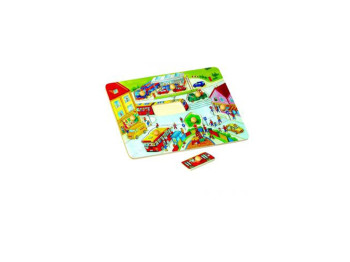 Деревянная игрушка вкладыш Город. Hongji Toys HJ98189A