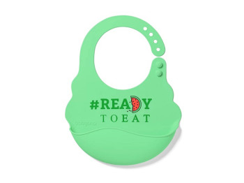 Нагрудник мягкий с регулируемой застежкой салатовый Арбуз. BabyOno 829-02