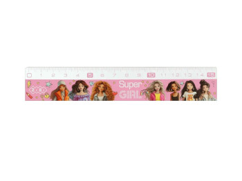 Линейка пластиковая ZiBi Super Girl, 15 см, две шкалы, ZiBi