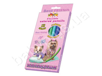 Набор пластиковых цветных карандашей 12шт, Best friend, KIDIS 13317