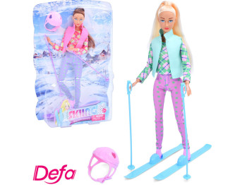 Кукла лыжница шарнирная Defa Lucy 8520, 29 см, с лыжами и палками