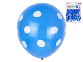 Набор воздушных шаров в горошек, 30 см, синие, 6 шт