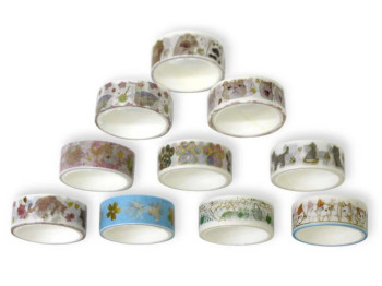 Лента для декора Washi 1328, 1,5 см × 2 м, микс видов (цена за 1 шт)