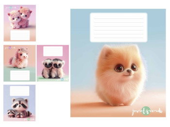 Тетрадь косу линию Jovial friendy 012-3489C, 12 листов, ВД-лак, 5 видов (цена за 1шт), Школярик
