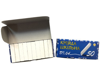 Мел белый школьный прямоугольный, упаковка 50 штук