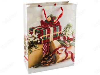 Пакет подарунковий паперовий Christmas Decor 30х12х40см