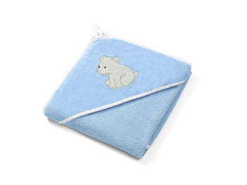 Полотенце велюровое с капюшоном голубое Мишка 100х100 см. BabyOno 540/04