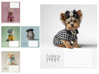 Зошит 12 арк. у клітинку Star Fashion pets 012-3687K, ВД-лак, 5 видів (ціна за 1шт),  Школярик
