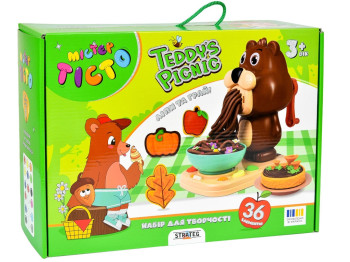 Набір для творчості тісто для ліплення Mister Tisto Teddy’s Picnic, з фігуркою та формами, Strateg